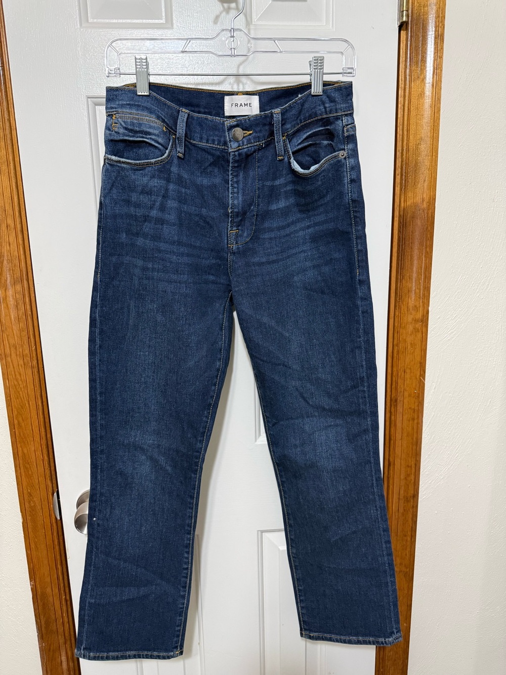 FRAME Le High Straight Jeans Dark Wash High Rise Denim Size 27